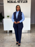 Navy Sleeveless Pant Suit