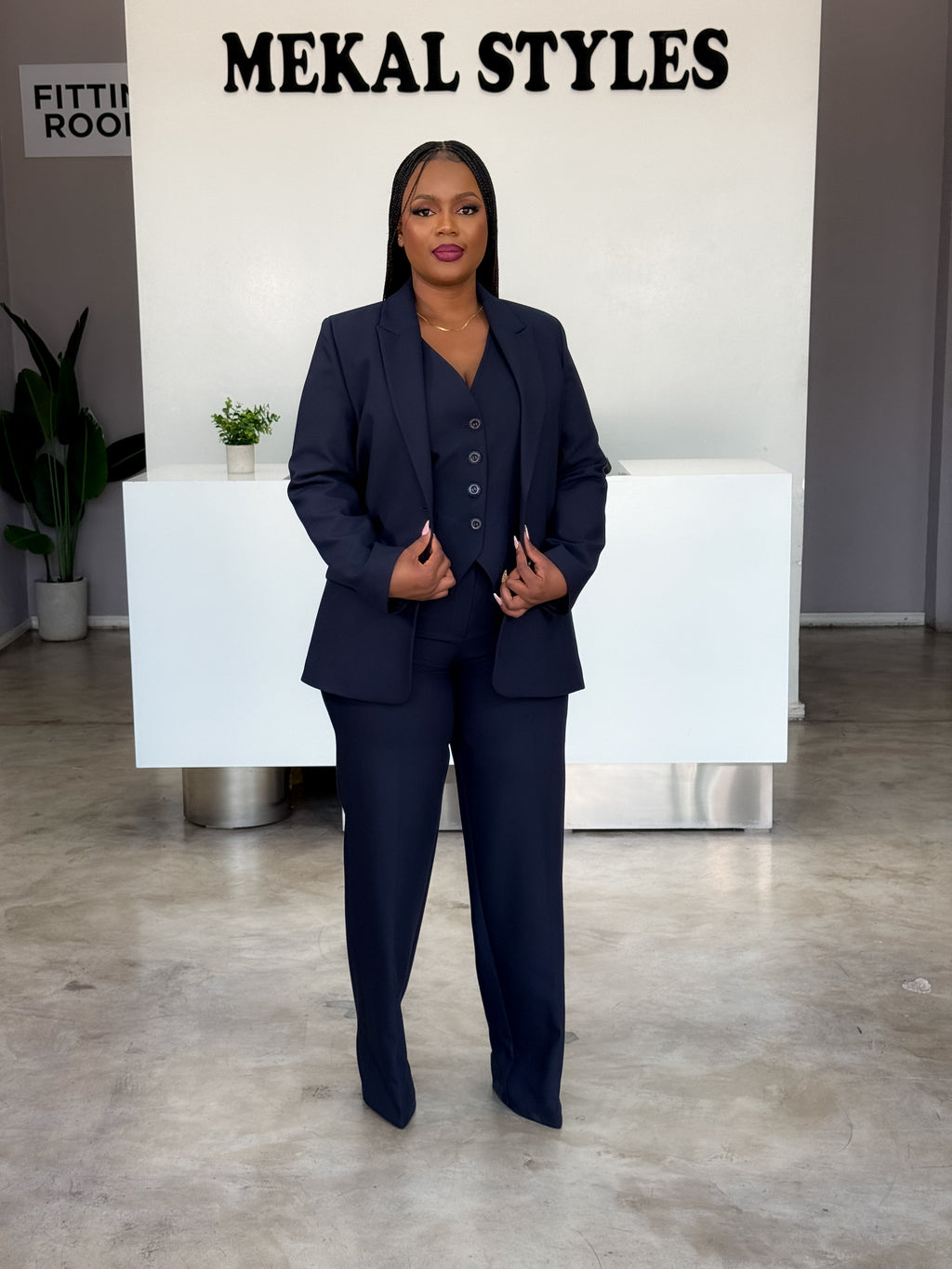 Navy 3pcs Pant Suit