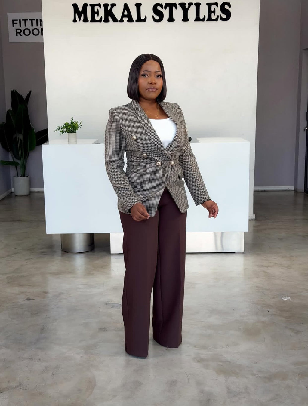 Walnut Houndstooth Blazer