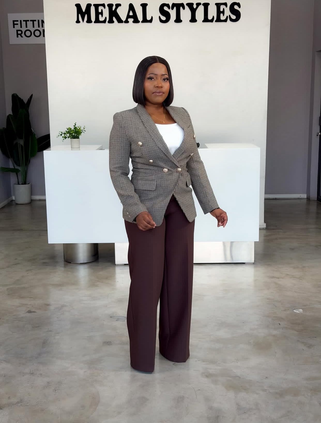Walnut Houndstooth Blazer