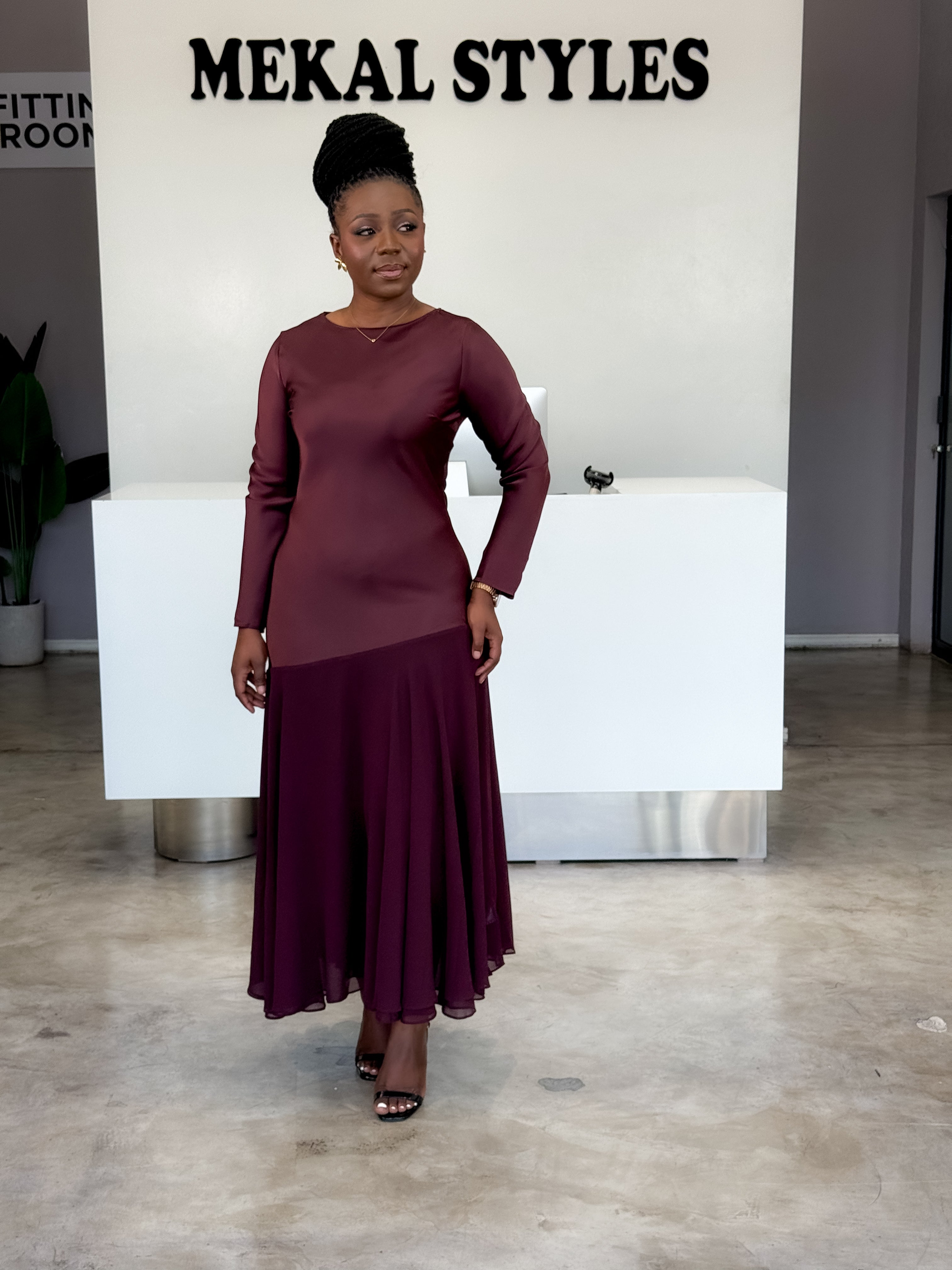 Burgundy Silk Dresses