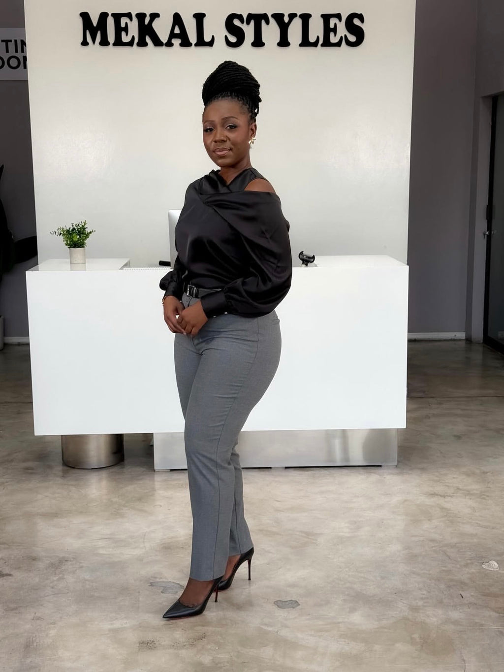 Black Shoulder Cut-Out Blouse
