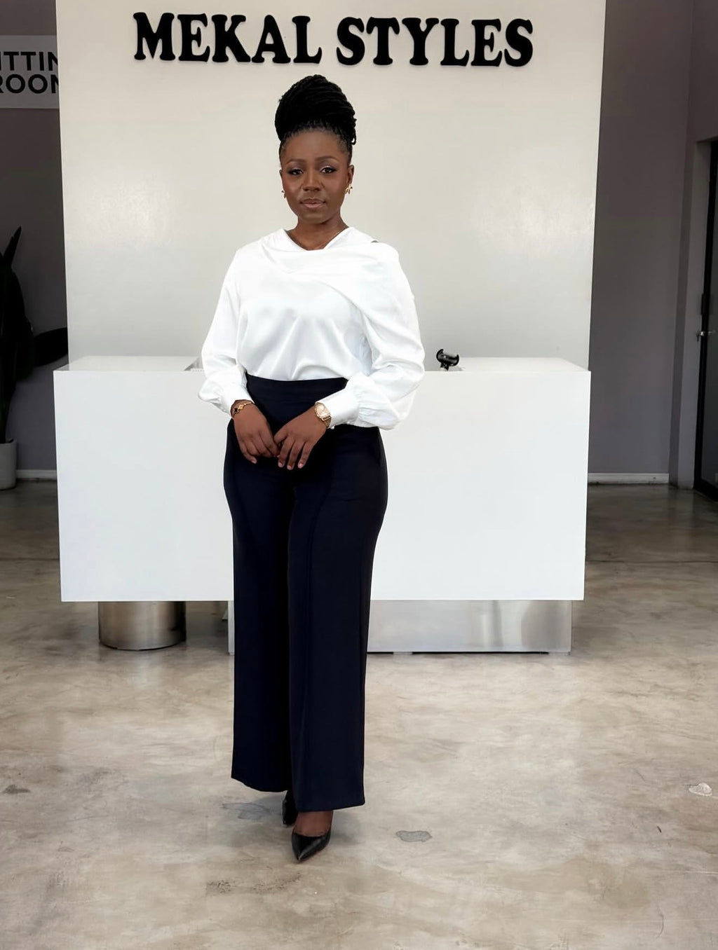 White Shoulder Cut-Out Blouse