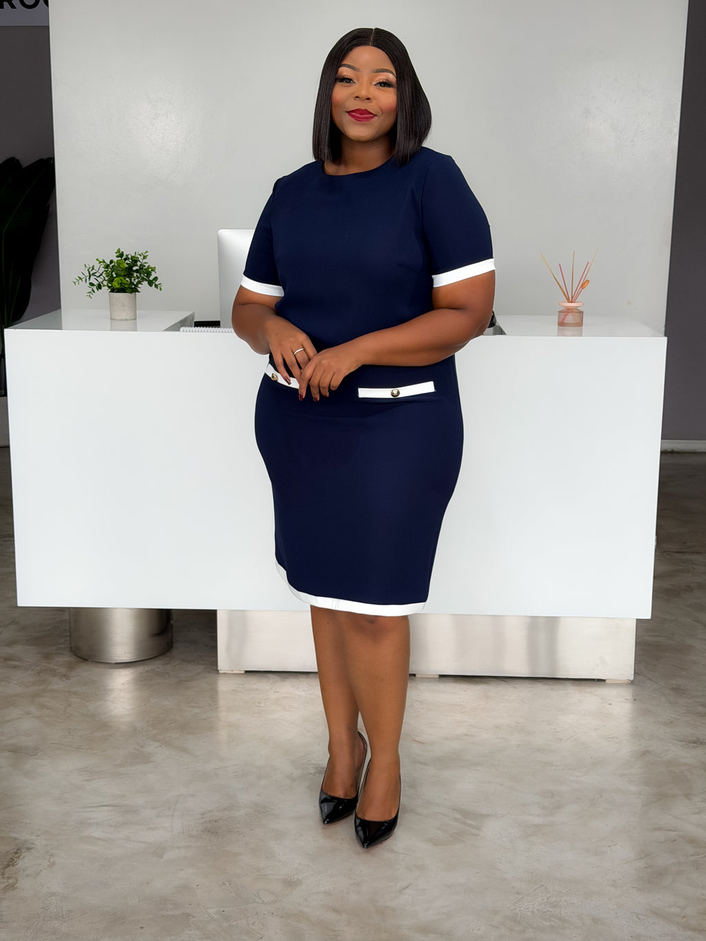 Navy White Patch Dresses