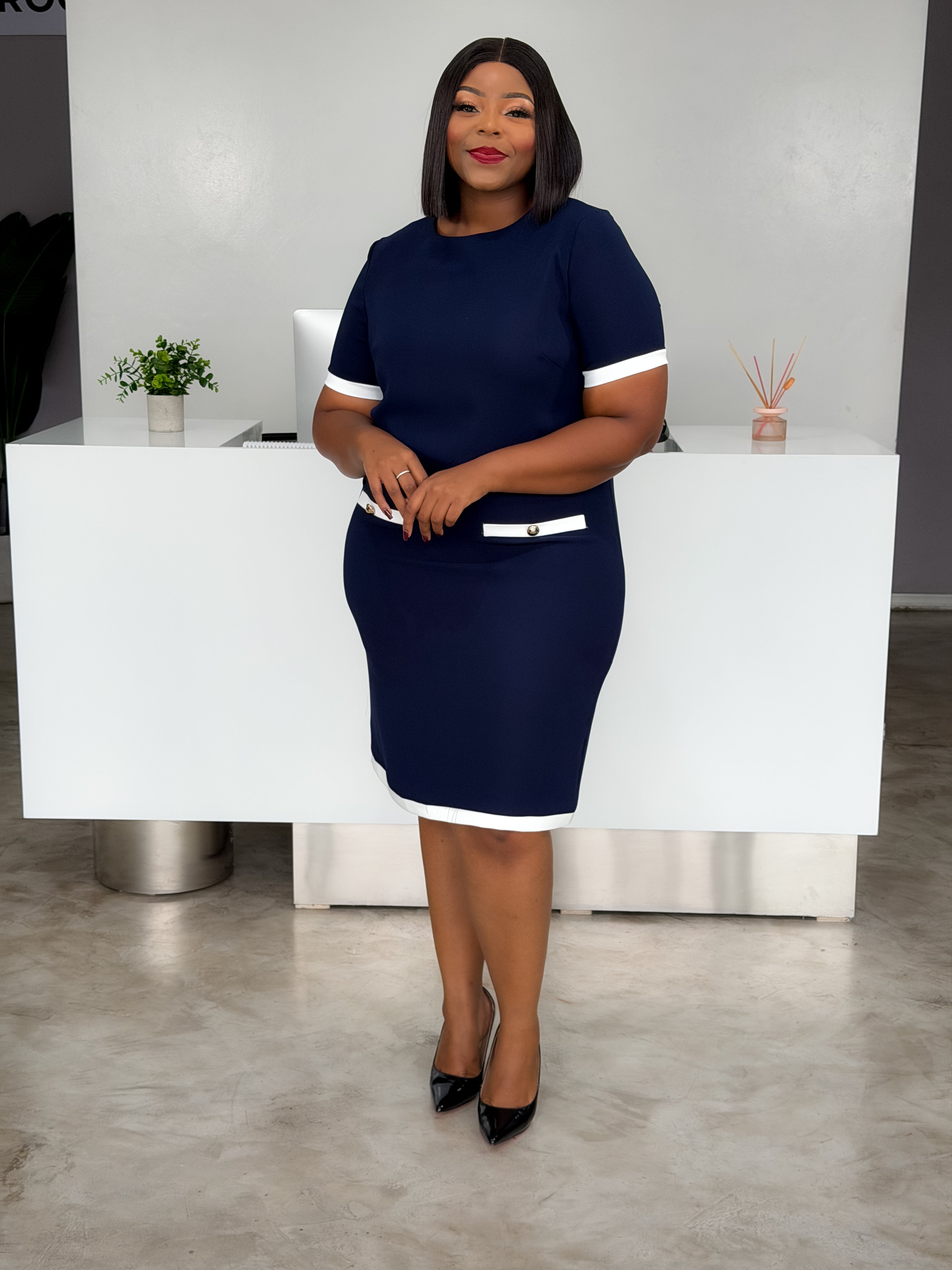 Navy White Patch Dresses