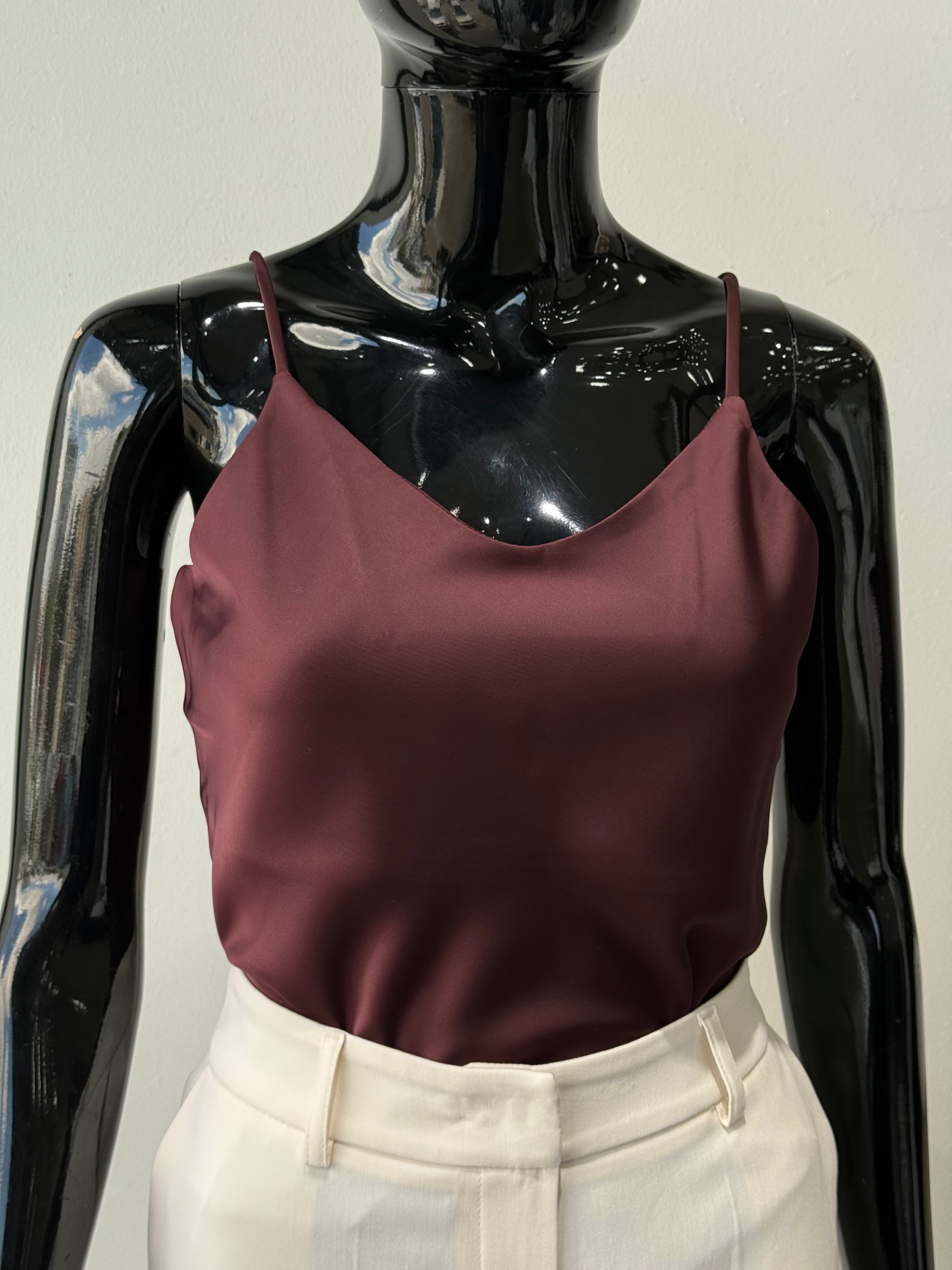 Wine Silk Camisole Top