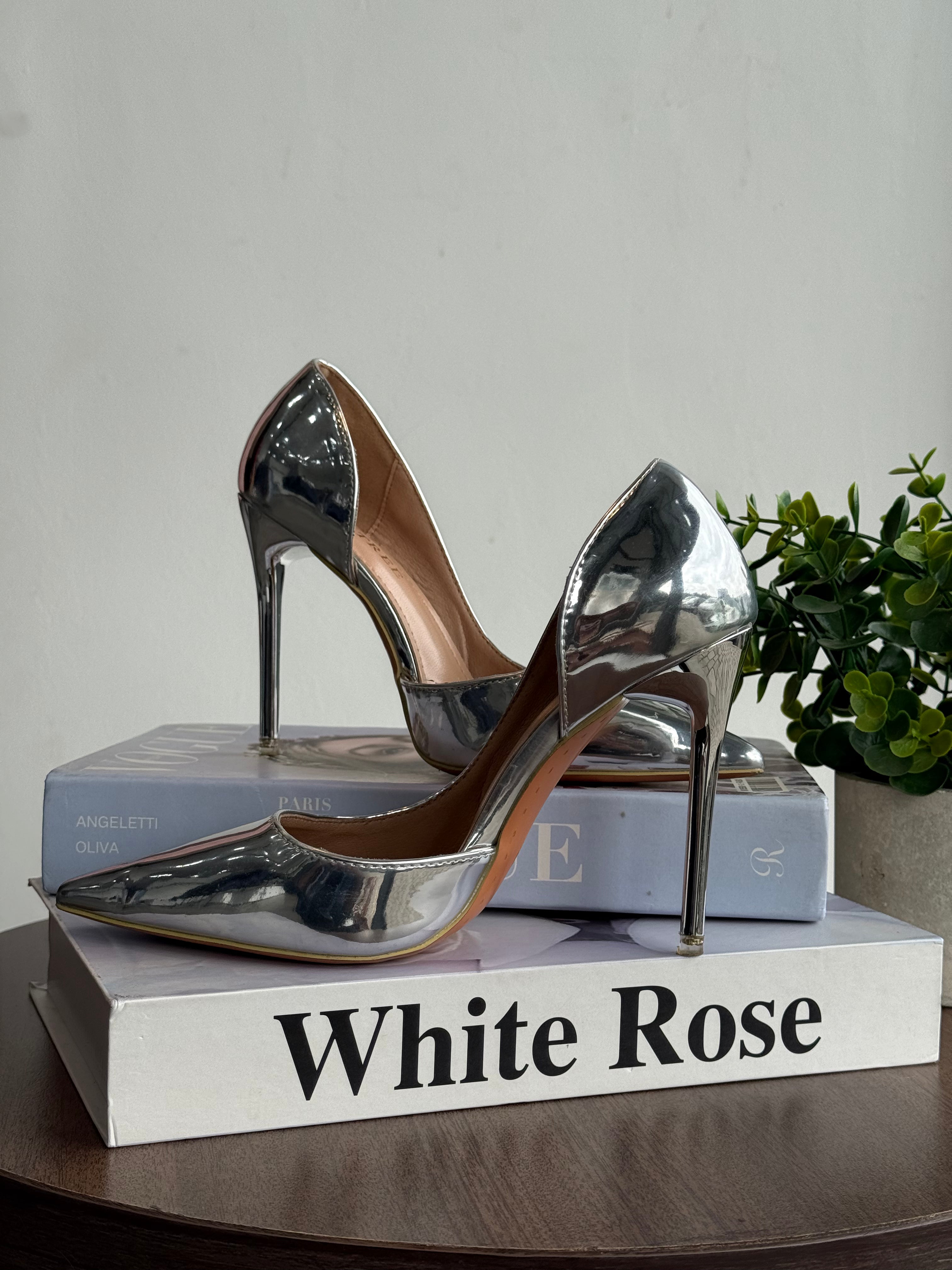 Silver Side Open Stilettos