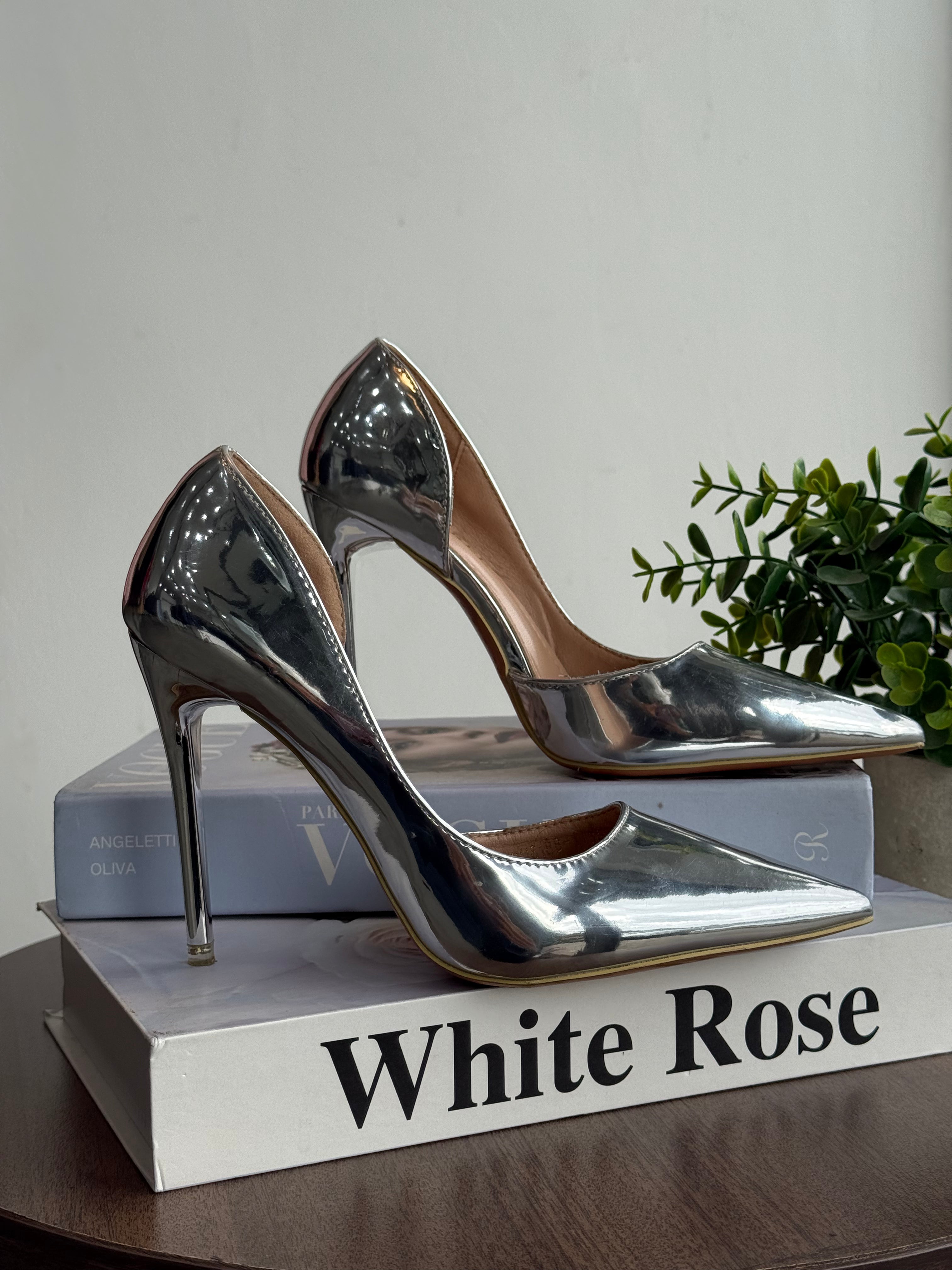 Silver Side Open Stilettos