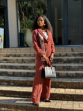 Brick Red Straight Pant Suit