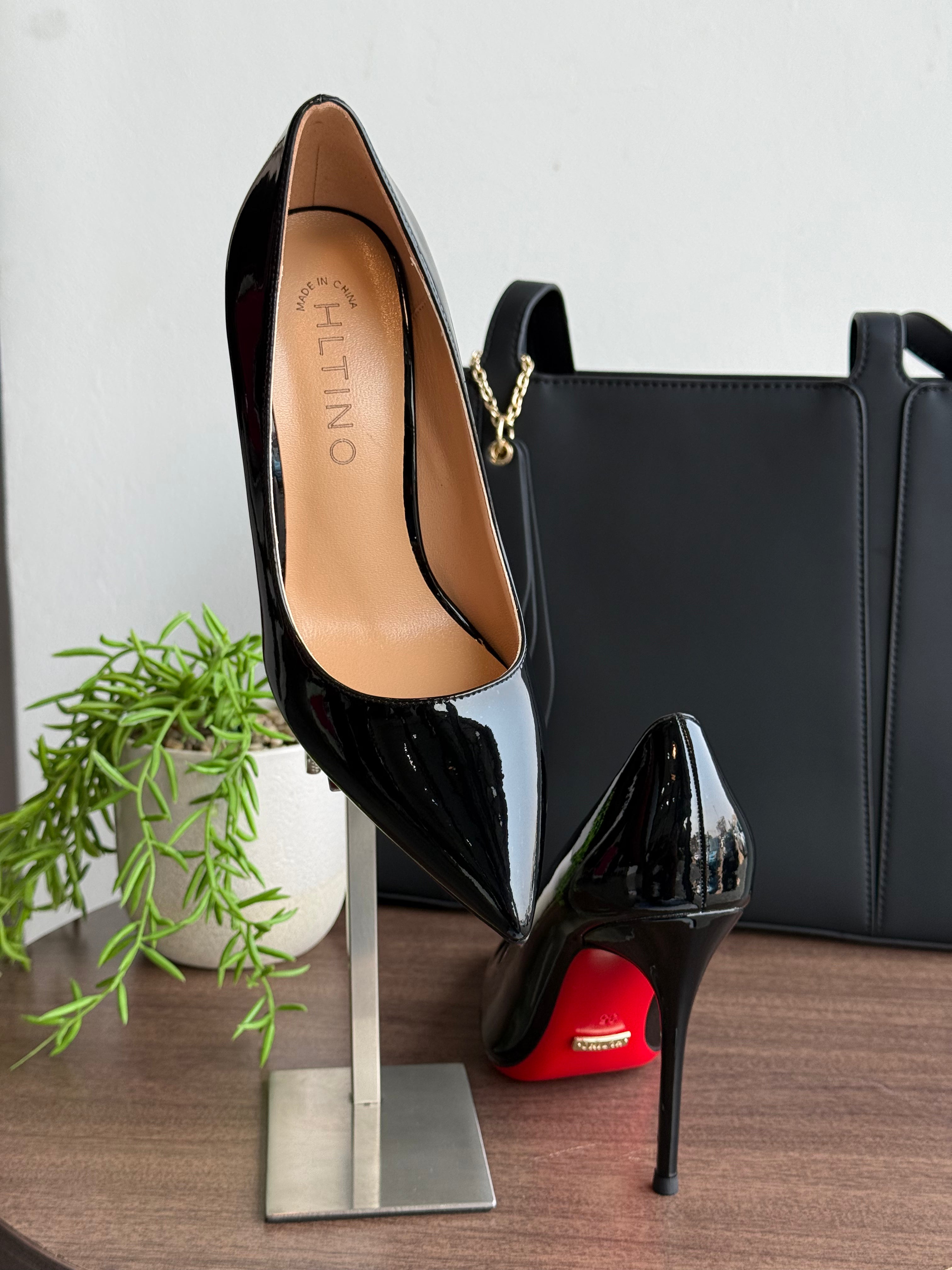 Glossy Black 10cm Red Bottom Stilettos