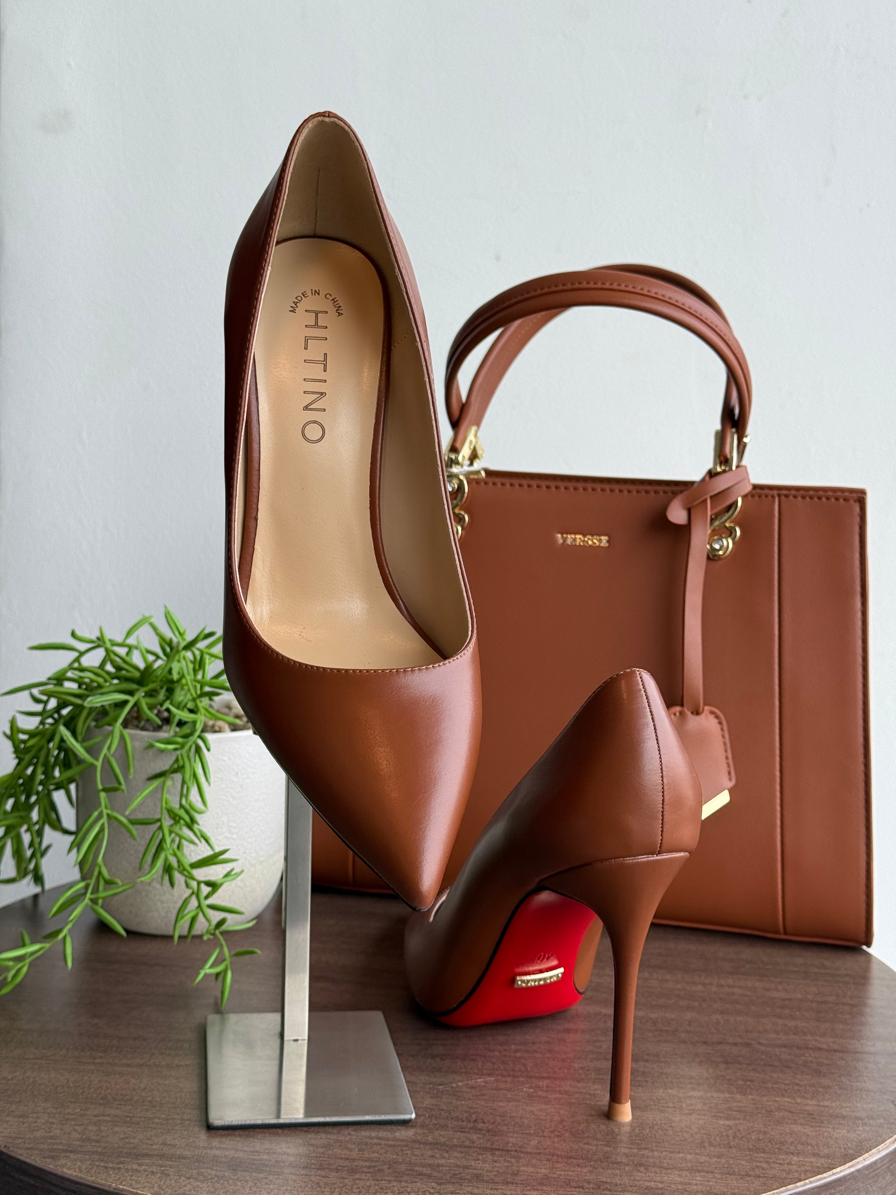 Brown 10cm Red Bottom Stilettos