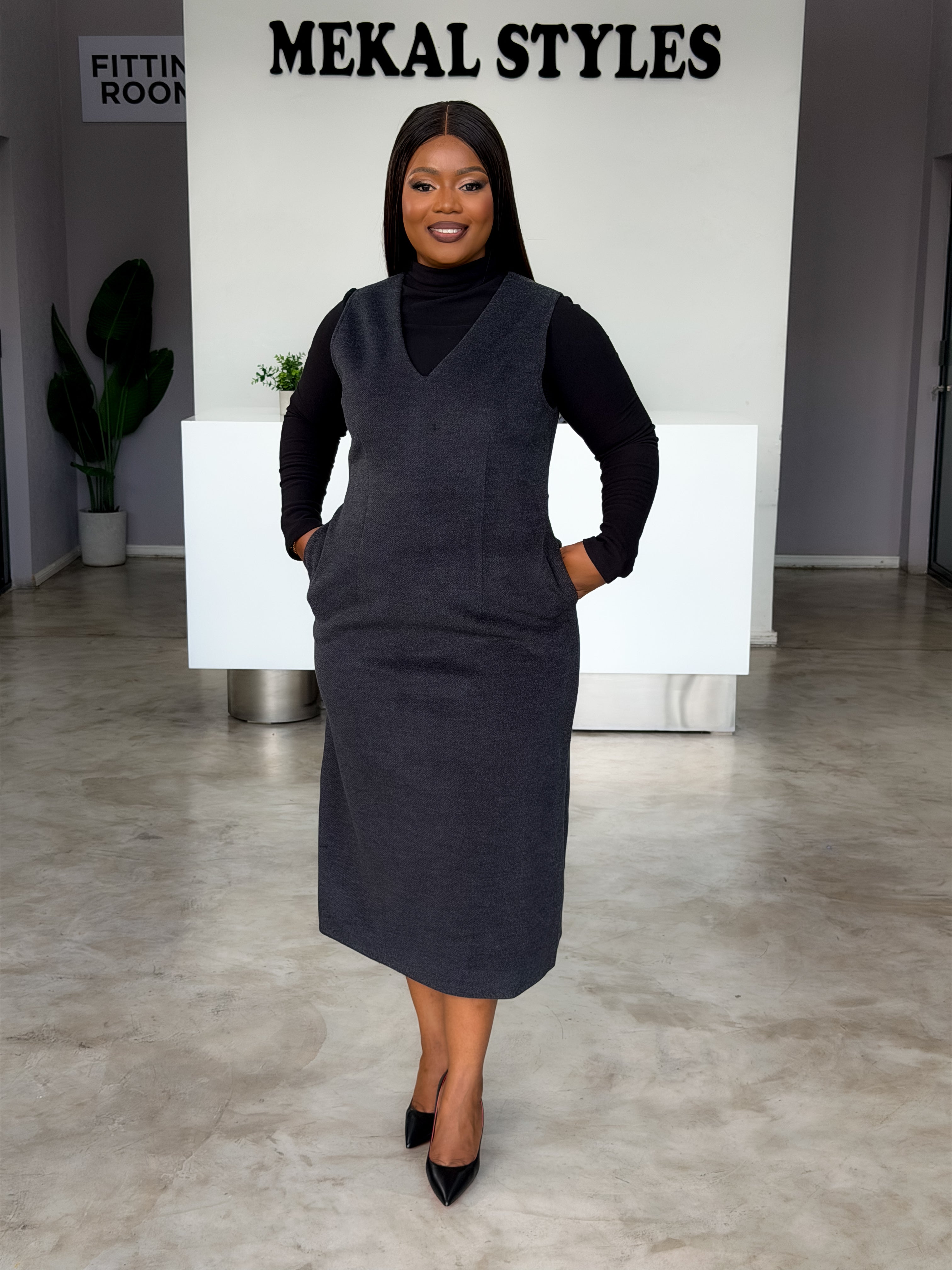 Grey Turtle Neck Dress