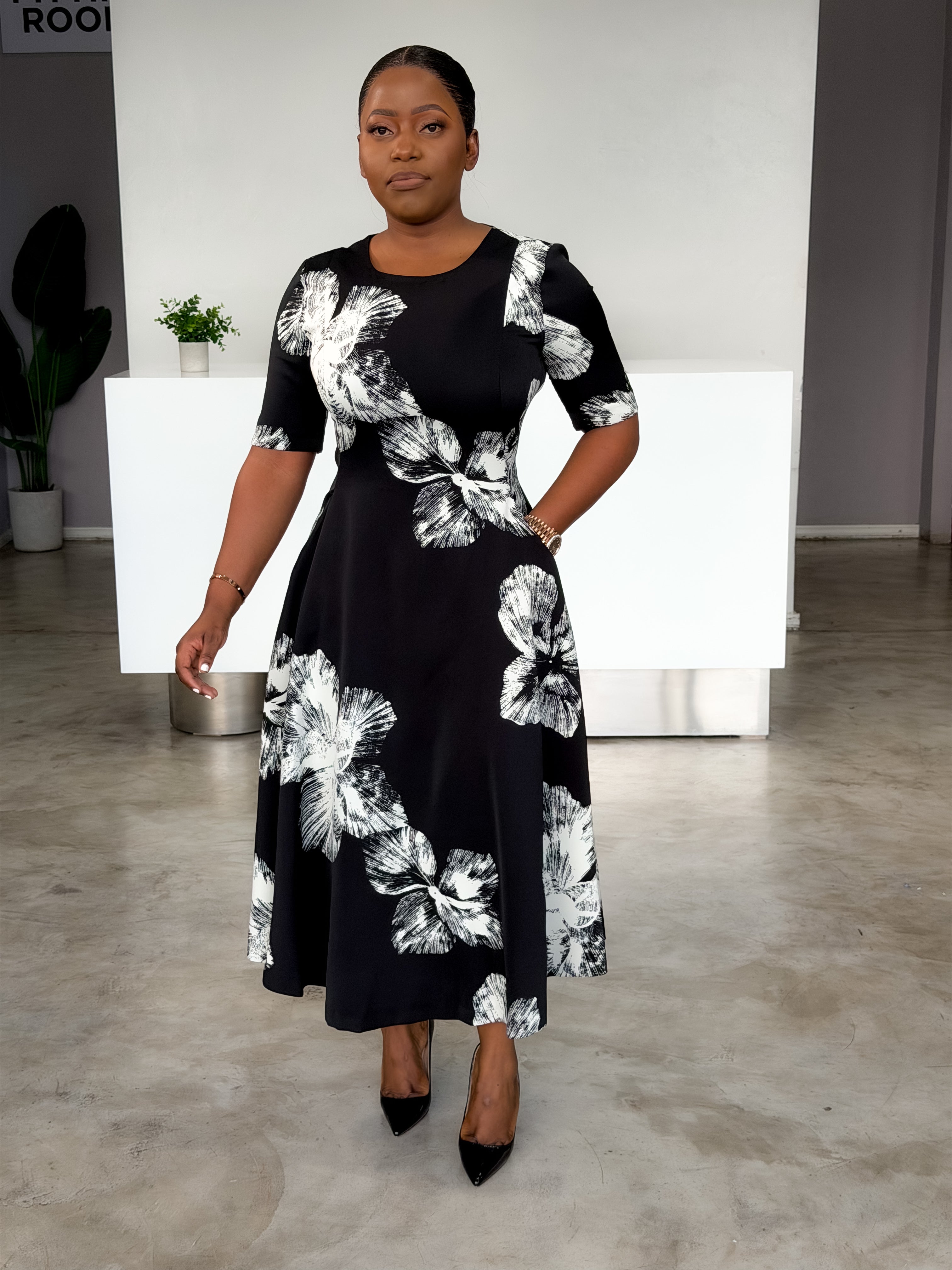 Floral Black Dress