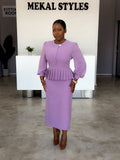 Lilac Waist Pleat Dress