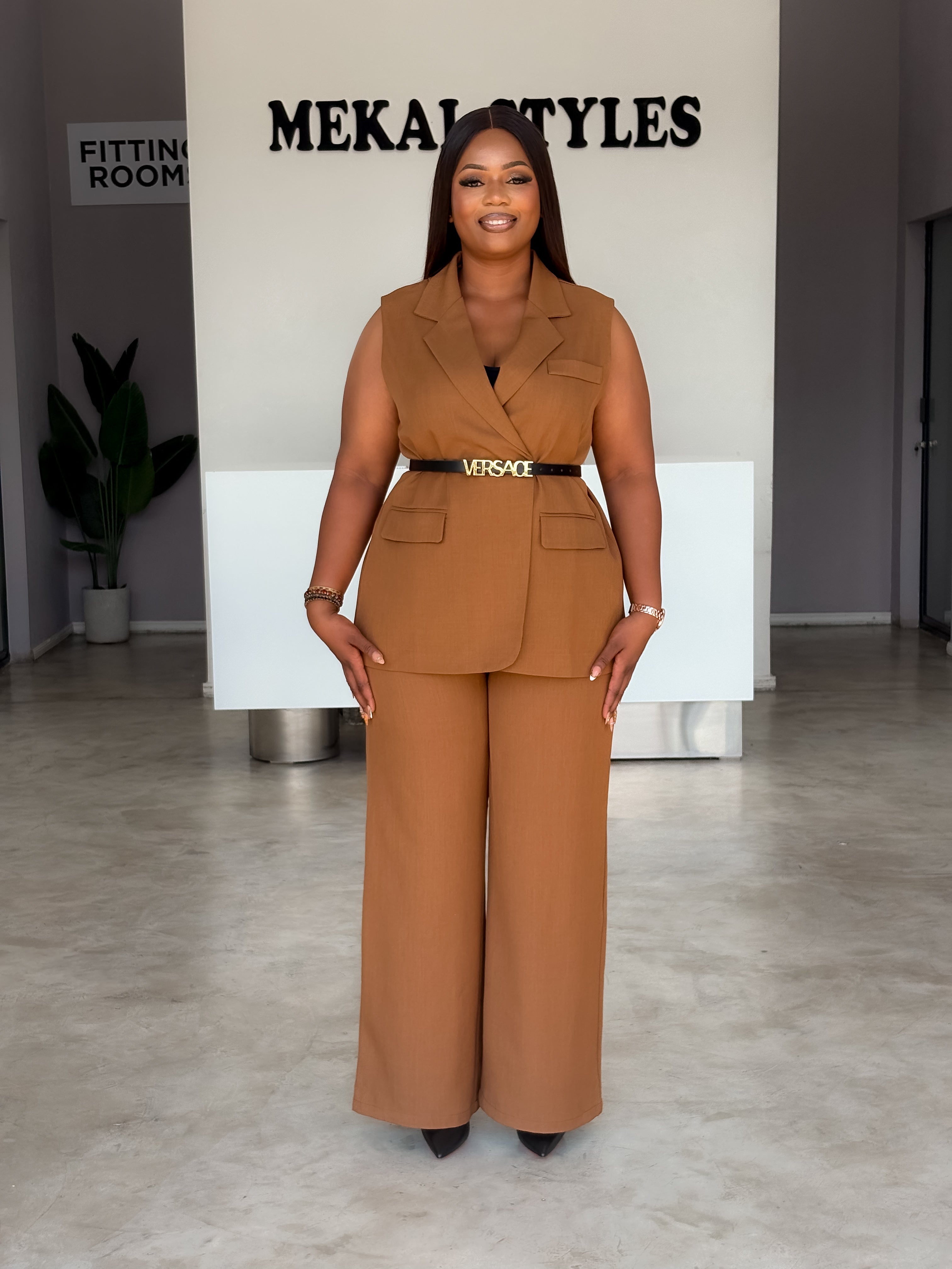 Copper Belted Palazzo Pant Suit