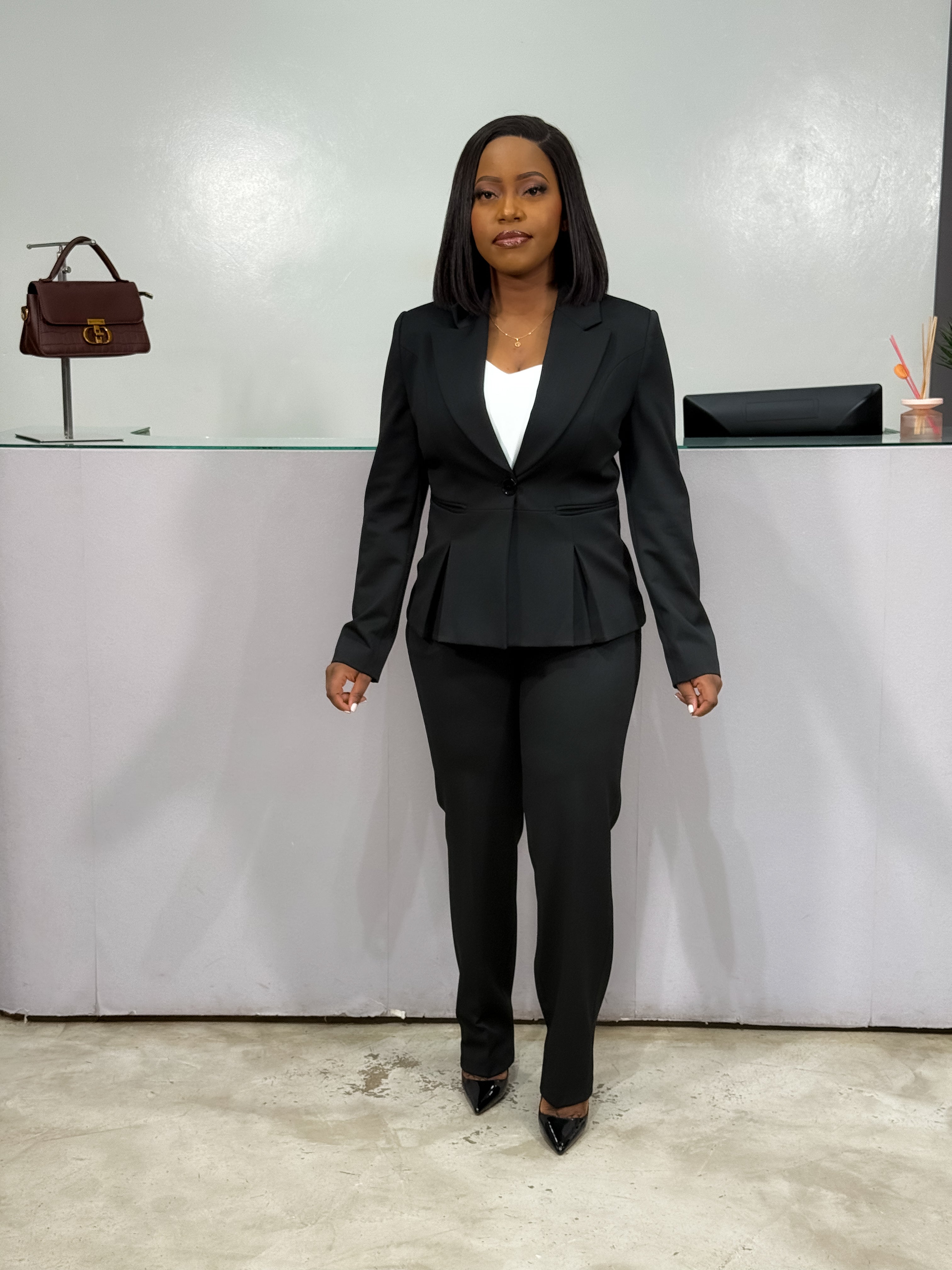 Black Cigarette Pant Suit