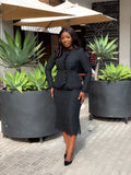 Black Mesh Skirt Suit