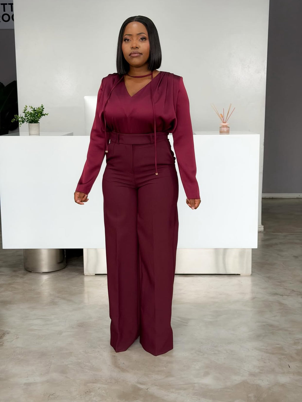 Burgundy String Blouse