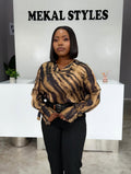 Nude-Black Print Blouse