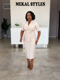 Beige Buttoned Dresses