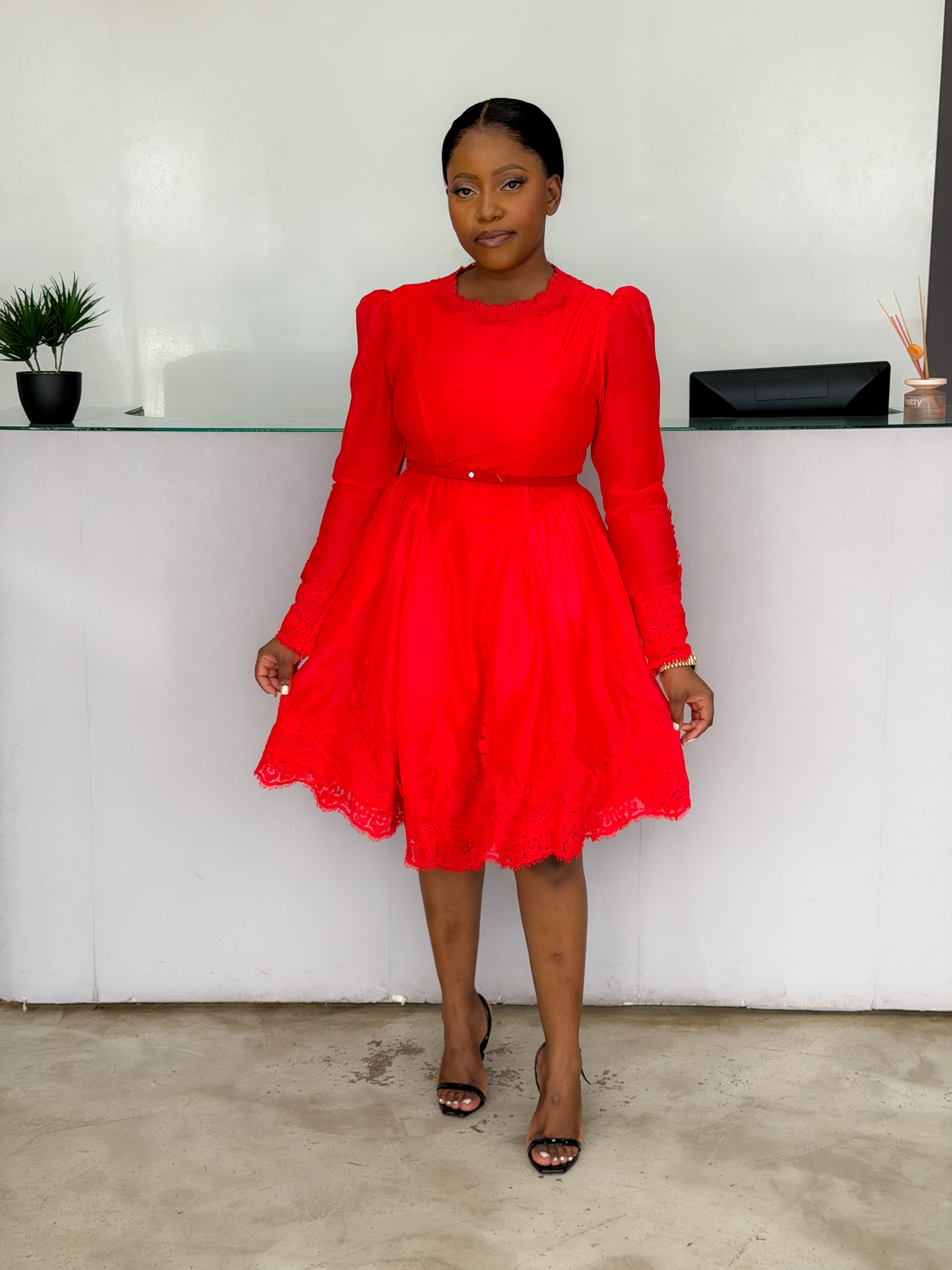 Red Belted Mini Dress
