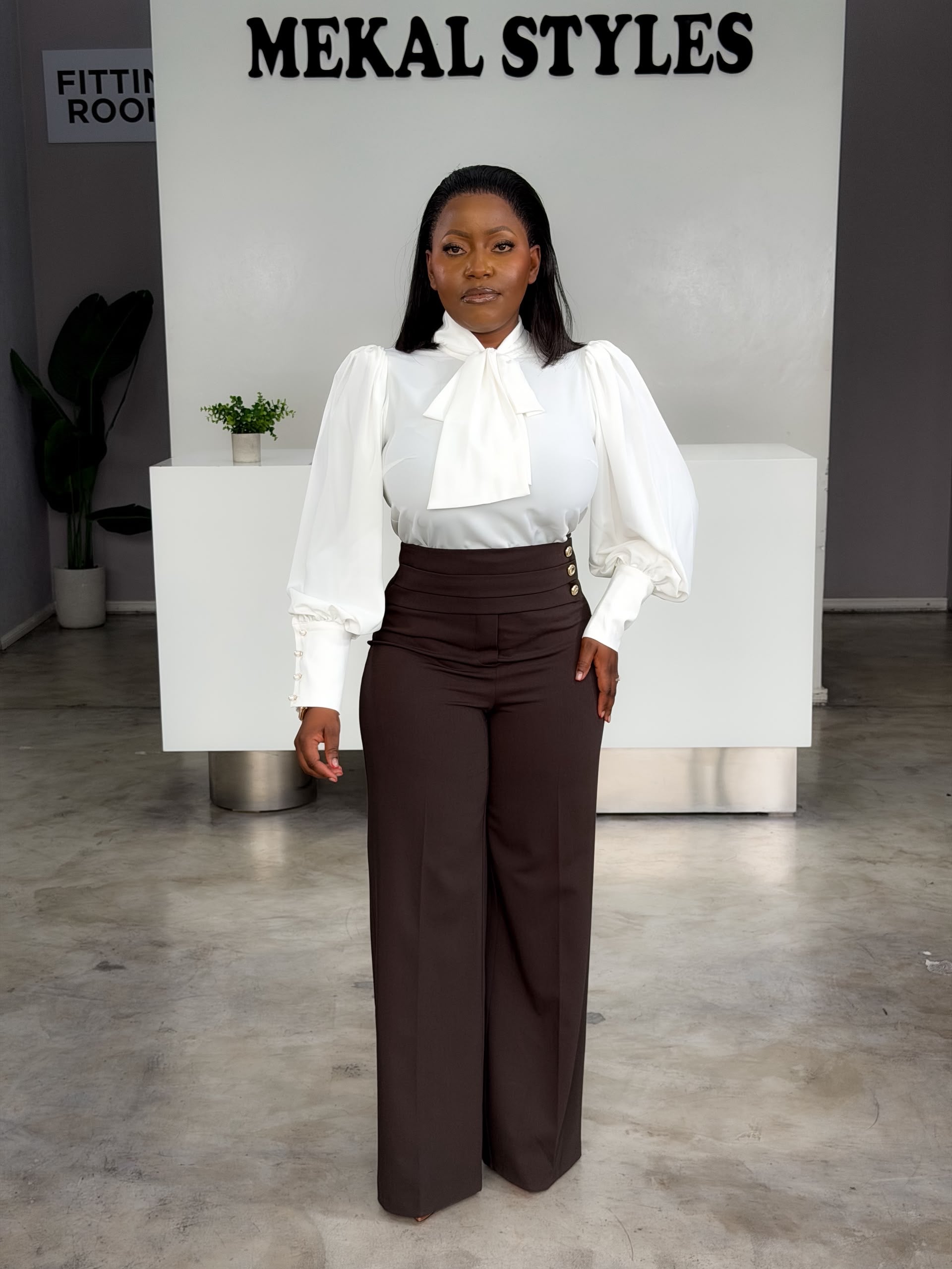 White Front Knot Blouse