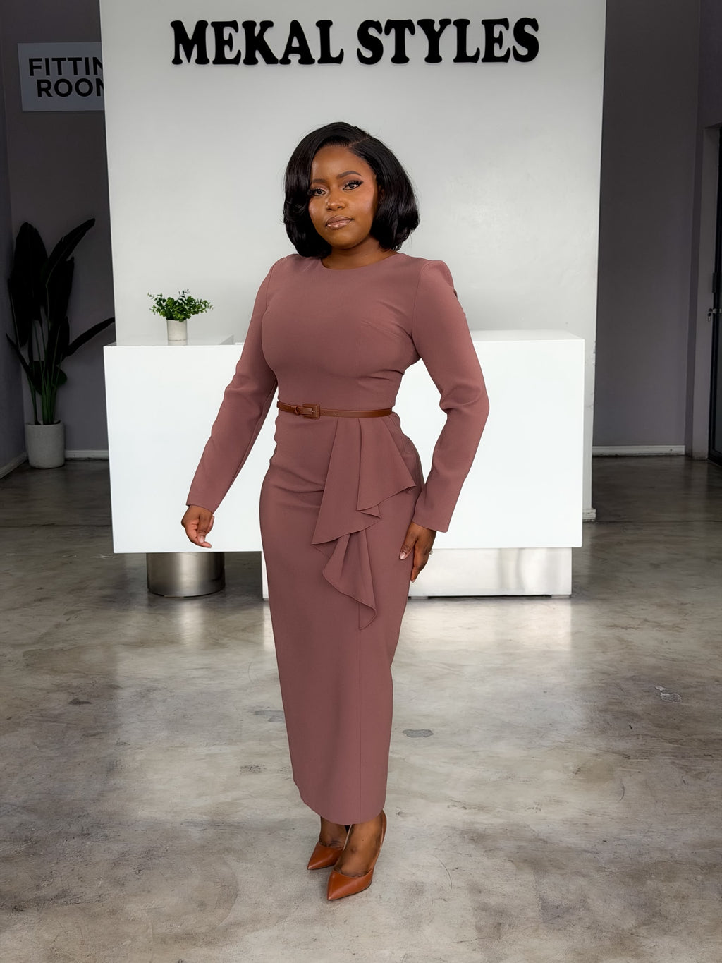 Brownie Long Detailed Belted Dress