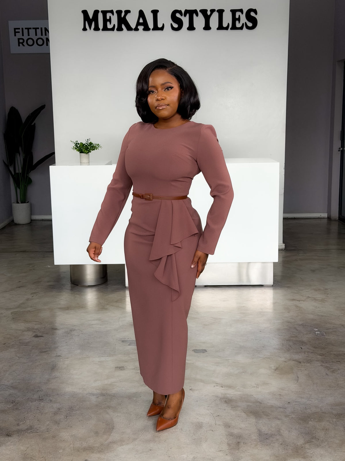 Brownie Long Detailed Belted Dress