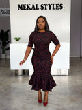 Black-Red Floral Print Dress