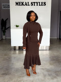 Chocolate Shoulder Drape-Detailed Dress