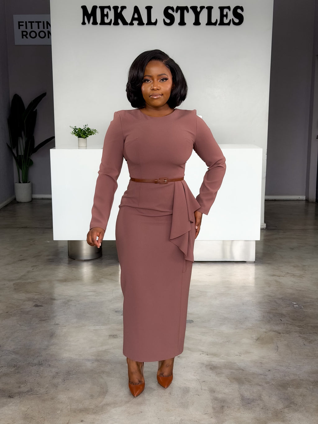 Brownie Long Detailed Belted Dress